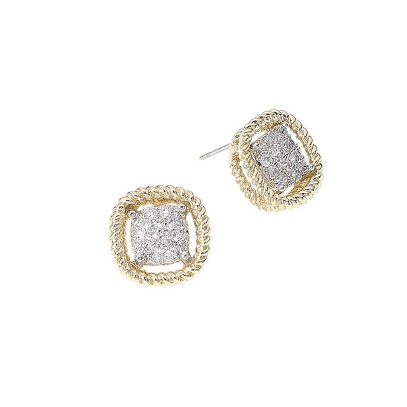 Gold & Pave Crystal Earringss - Picture 1 of 3